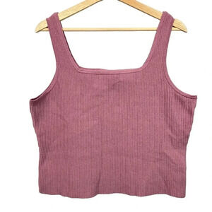 The General Good Knit Cropped Ribbed Tank Top Sleeveless Sweater Pink Size XL
